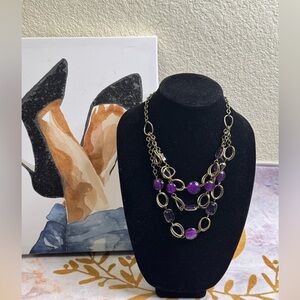 Carol Dauplaise Gold and Purple Chain Necklace